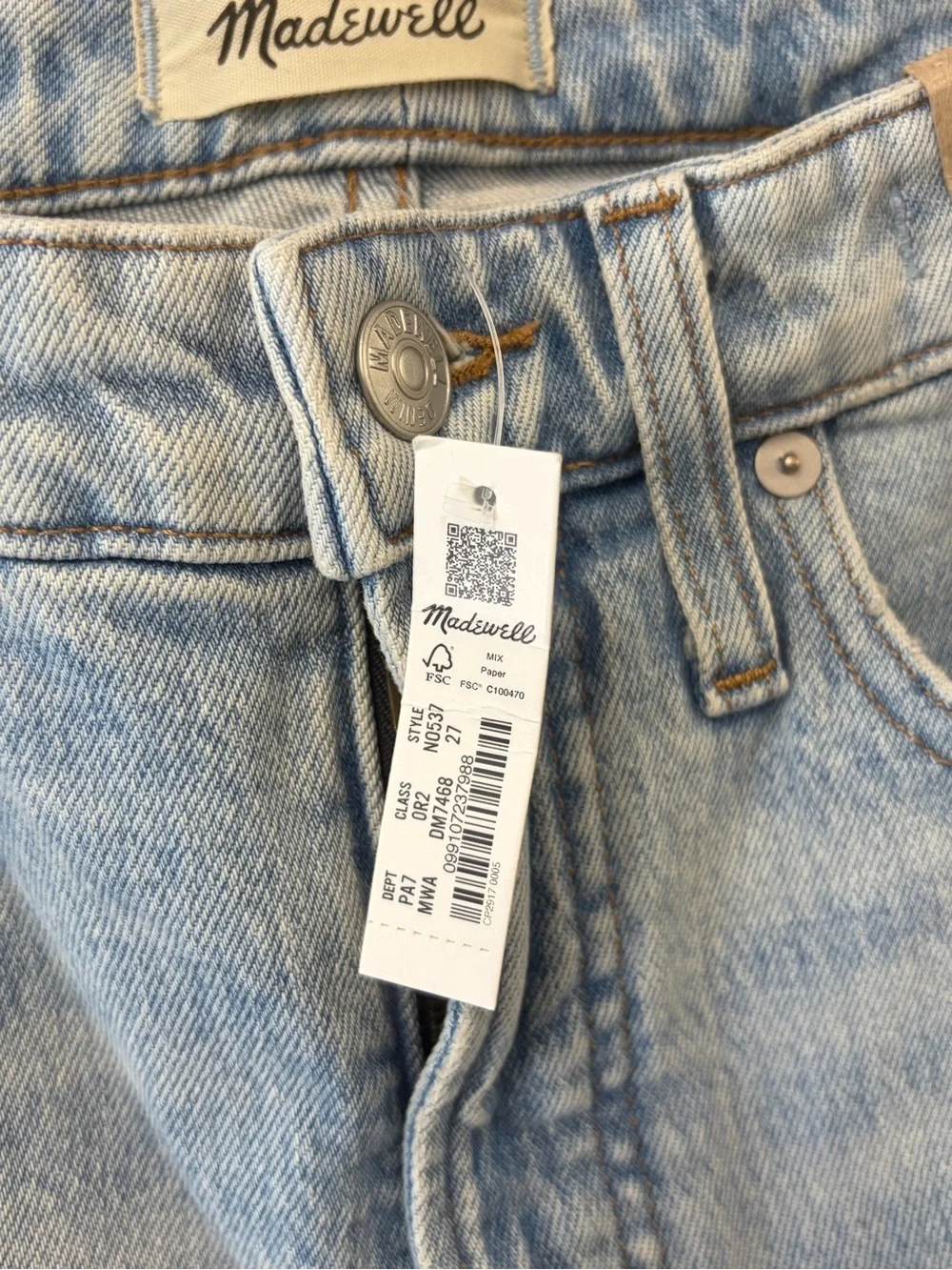 Madewell The Curvy Perfect High Rise Vintage Mom Jean in Merle Wash Size 27 NWT